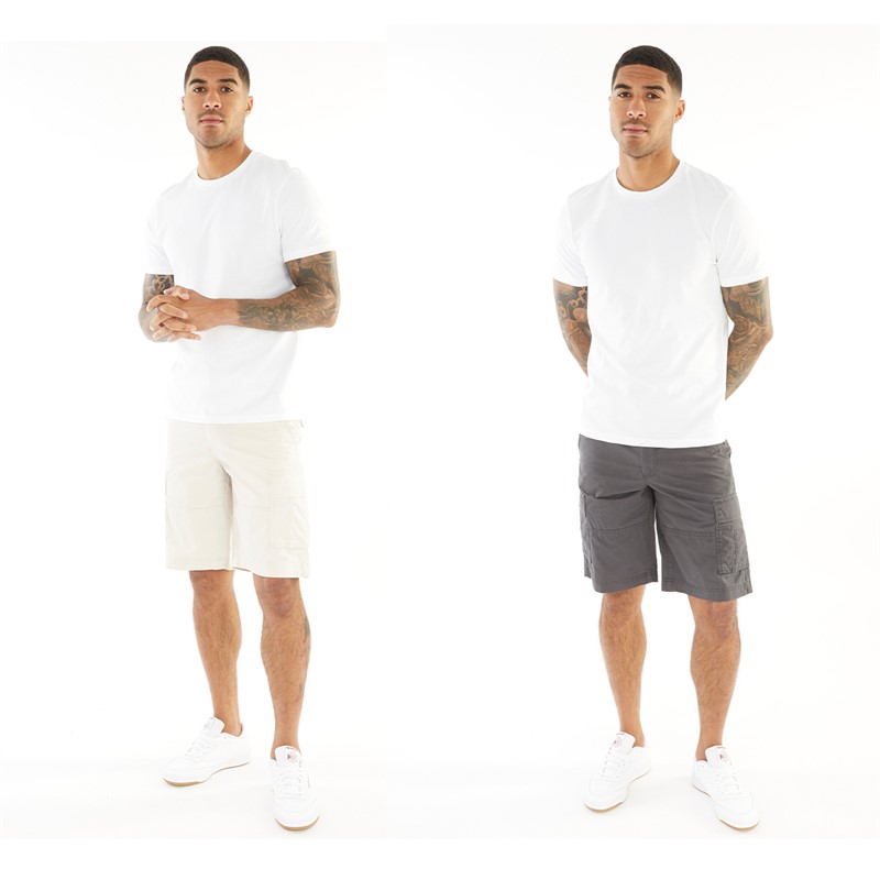 JACK & JONES Mens Zeus Two Pack Cargo Short Asphalt/Moonbeam