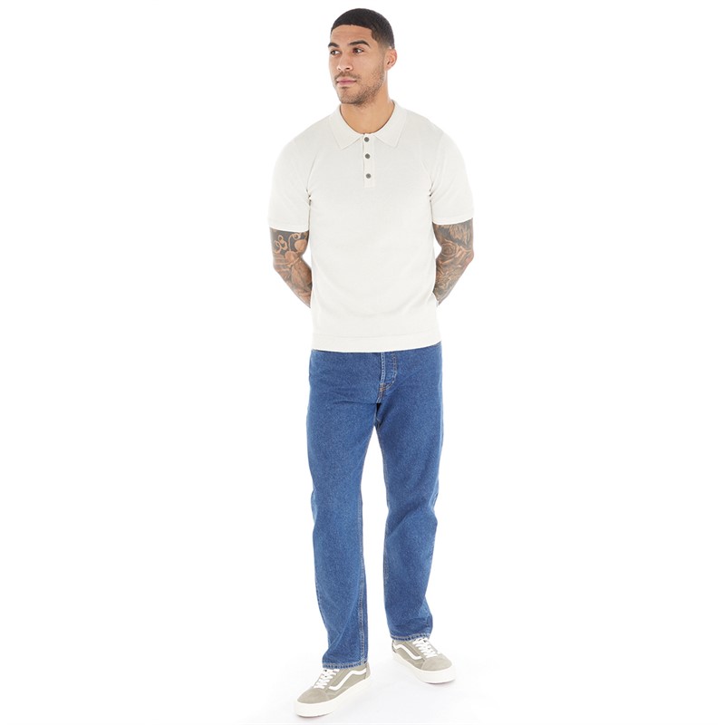 JACK AND JONES Mens Gor Knit Polo Moonstruck