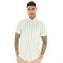 JACK AND JONES Mens Short Sleeve Oxford Stripe Shirt Granite Green