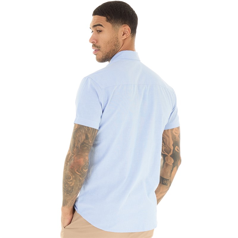 JACK & JONES Herren Klassisches Kurzarm Oxford Hemd Kaschmir Blau