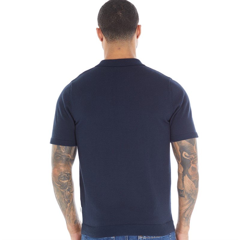 JACK AND JONES Mens Gor Knit Polo Navy Blazer