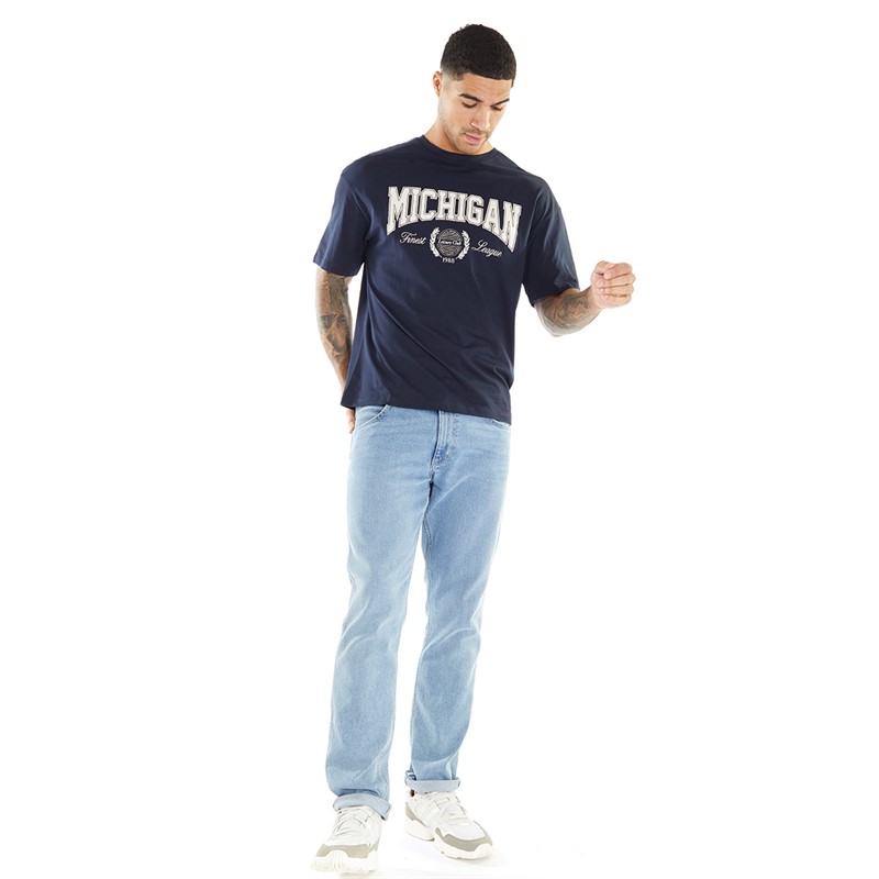 JACK AND JONES Mens Bradley Mitch T-Shirt Navy Blazer