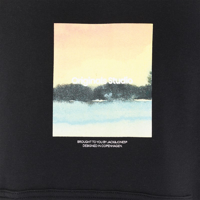 JACK AND JONES Mens Vesterbro Aqua Hoodie Black