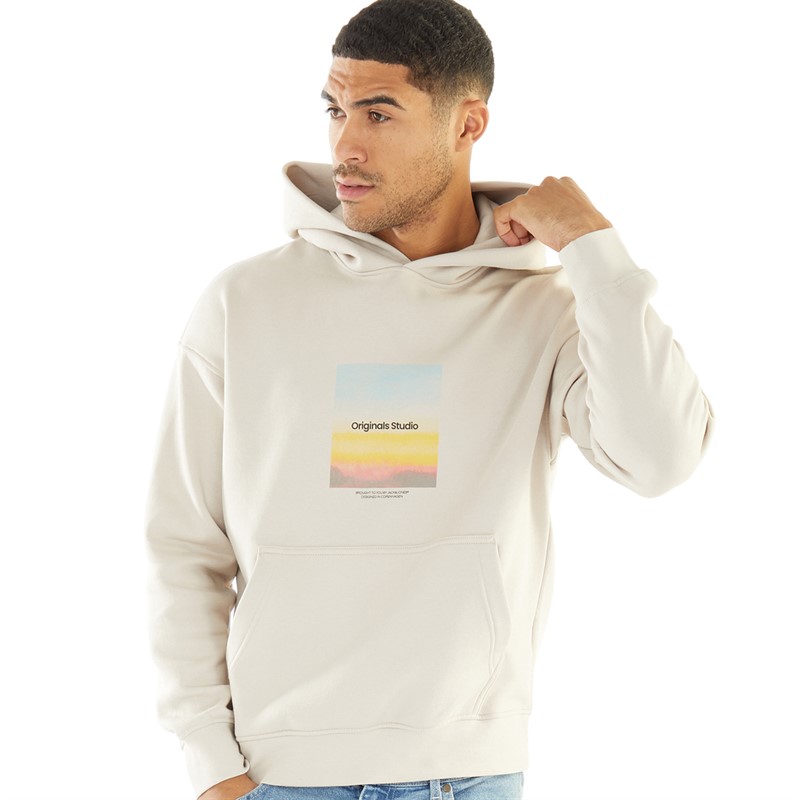 JACK AND JONES Mens Vesterbro Aqua Hoodie Moonbeam