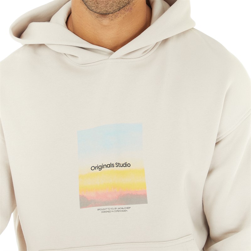 JACK AND JONES Mens Vesterbro Aqua Hoodie Moonbeam