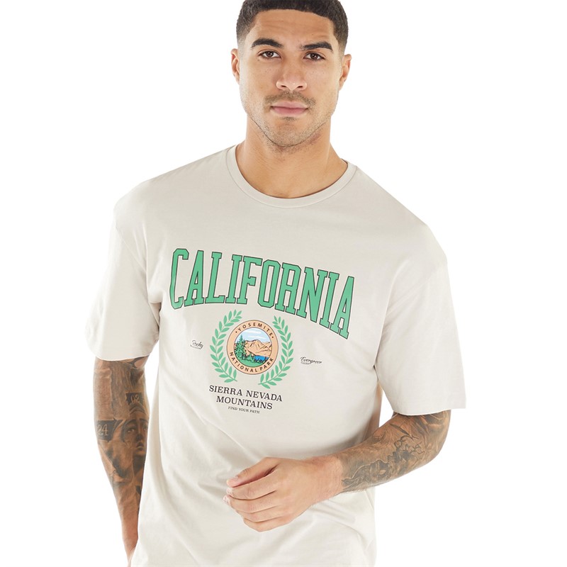 JACK AND JONES Mens Bradley Mitch T-Shirt Moonbeam