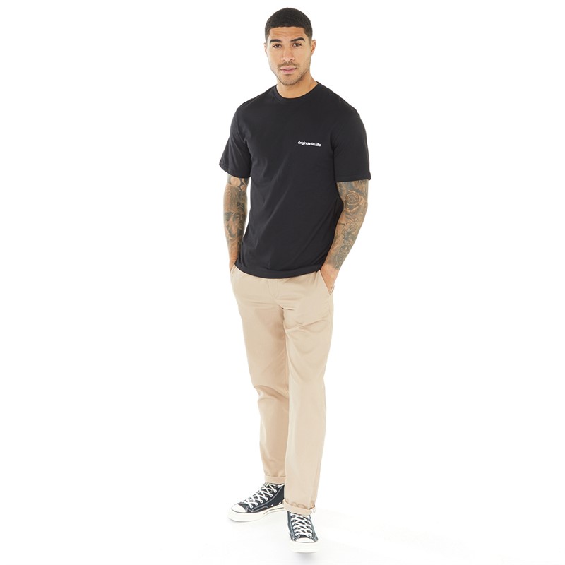 JACK AND JONES Mens Vesterbro Aqua T-Shirt Black