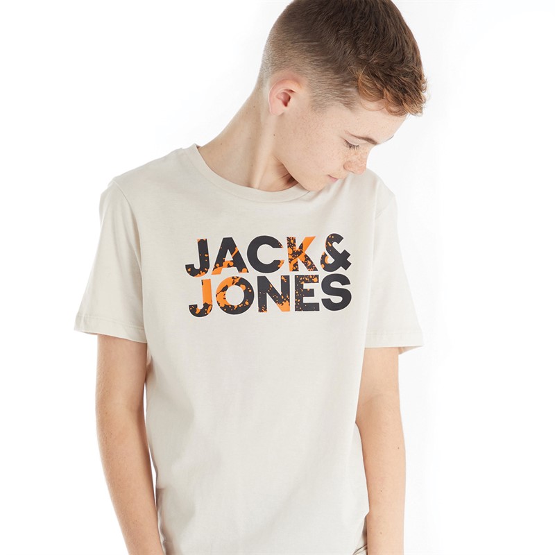 JACK AND JONES T-Shirts Commercial Garçon Ecru
