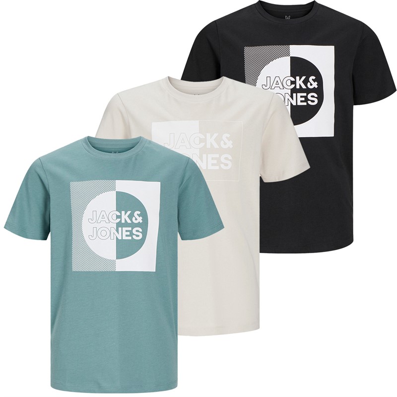 JACK AND JONES Boys Neto Three Pack T-Shirts Trellis