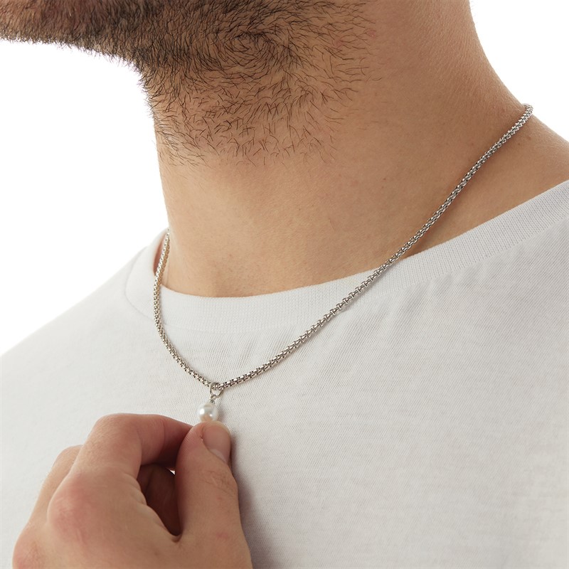 JACK AND JONES Mens Puff Necklace Silver
