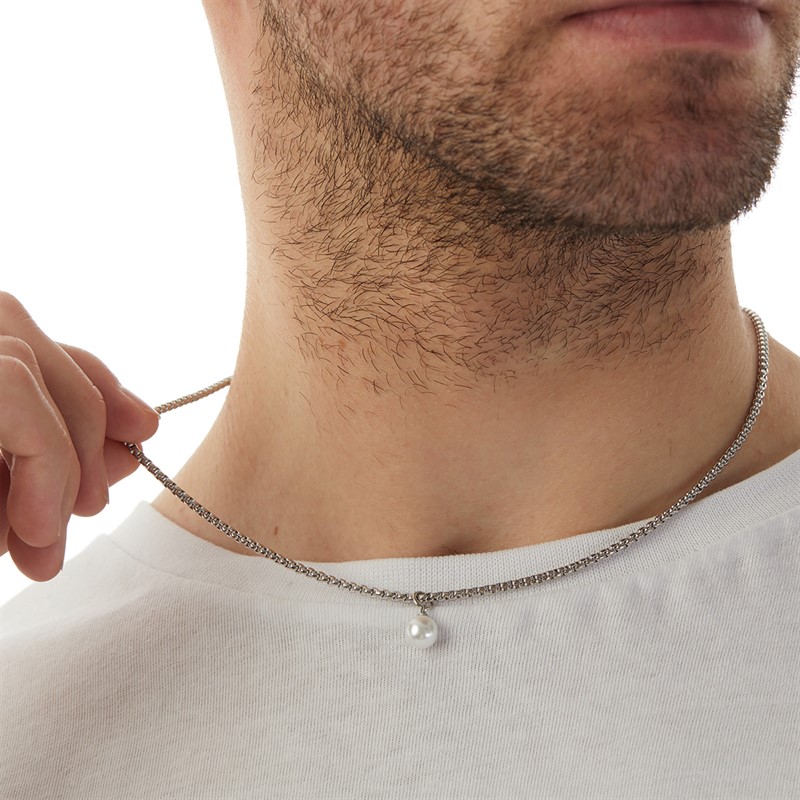 JACK AND JONES Mens Puff Necklace Silver