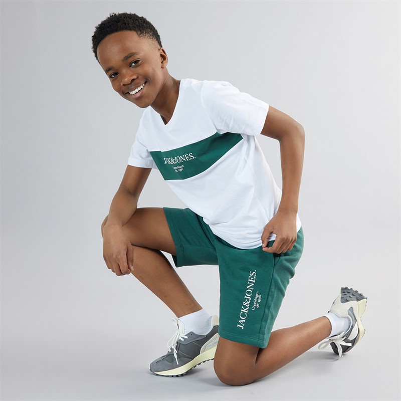 JACK & JONES Boys Chester T-Shirt And Shorts Set Trekking Green