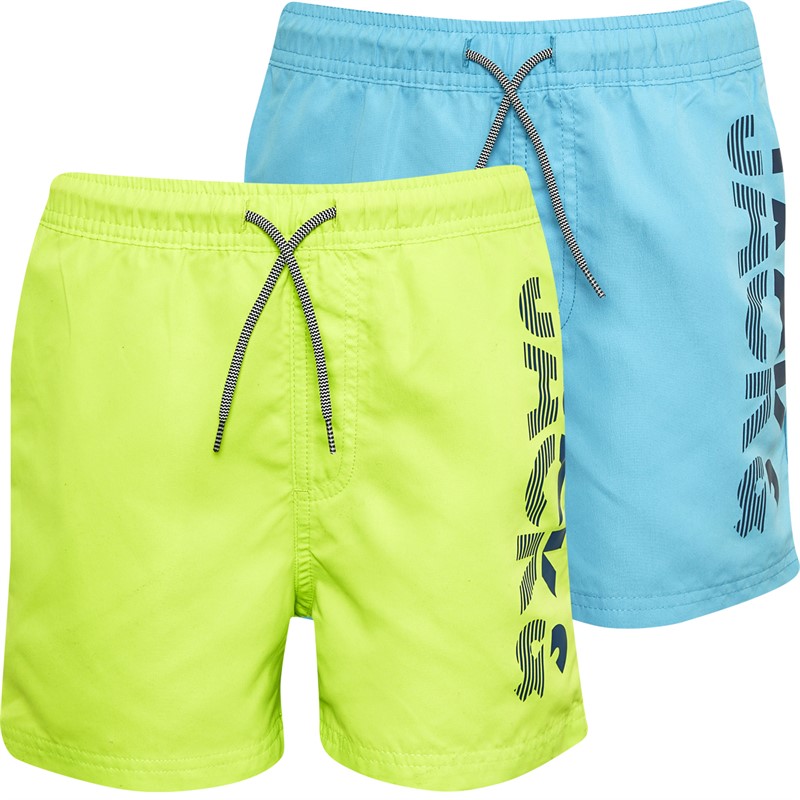 JACK & JONES Boys Aruba Two Pack Swim Shorts Adid Lime/Ethereal Blue