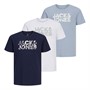 JACK & JONES T-Shirts Junge mit Blumenmuster 3er-Pack Weiß/Ashley Blau/Marineblau