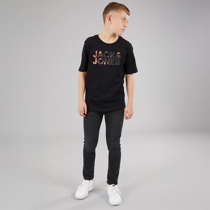 JACK & JONES Boys Splash Corp Logo T-Shirt Black