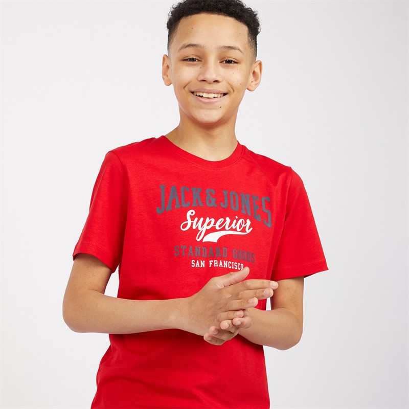 JACK AND JONES Drenge Logo T-shirts Rød