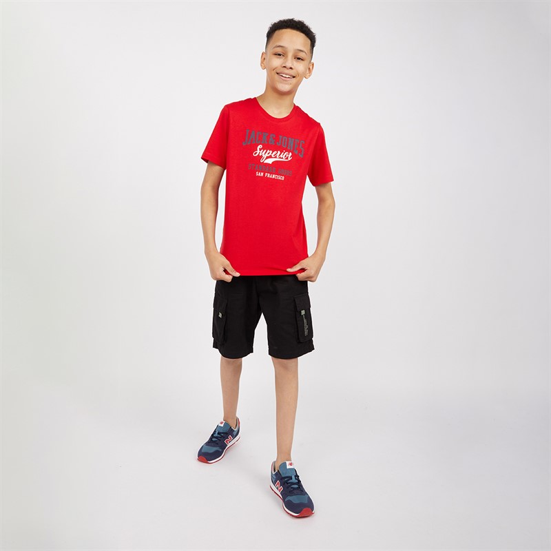JACK AND JONES Drenge Logo T-shirts Rød