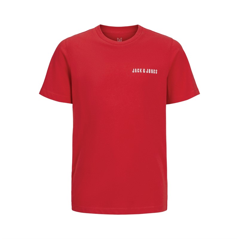 JACK AND JONES Boys Kai Five Pack T-Shirts White/Light Grey Marl/Bright Cobalt/Red/Trekking Green