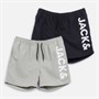 JACK & JONES Junge Aruba Badeshorts 2er Pack Schwarz/Geistergrau