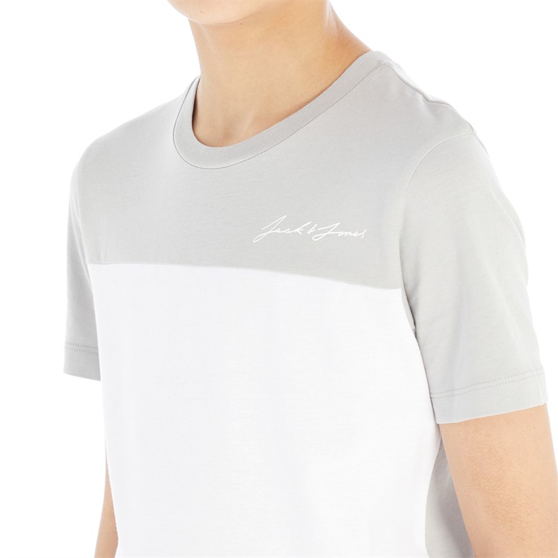JACK & JONES Drenge T-shirt og Shorts Sæt Grå/Hvid