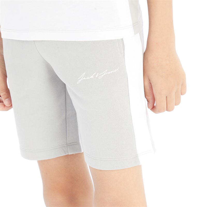 JACK & JONES Drenge T-shirt og Shorts Sæt Grå/Hvid