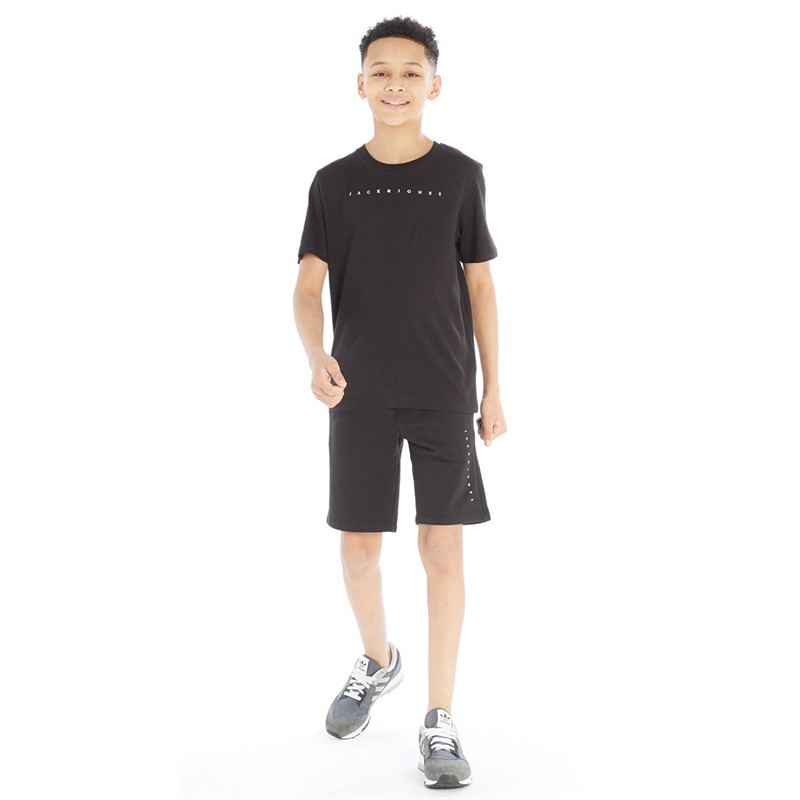 JACK AND JONES Boys Font T-Shirt And Shorts Set Black