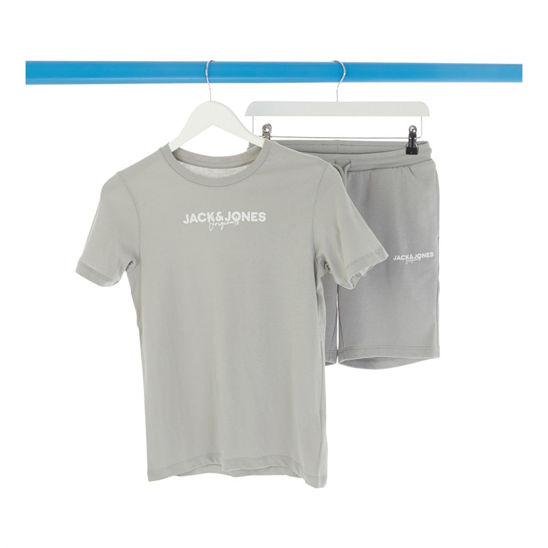 JACK AND JONES Drenge Mærke T-shirt Og Shorts Sæt Grå