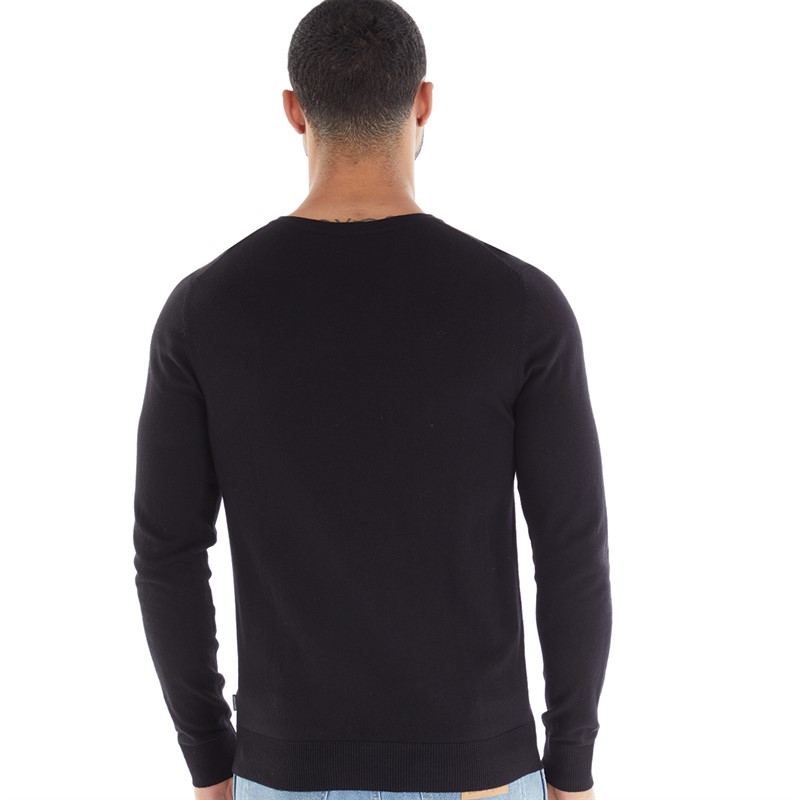 JACK AND JONES Mens Emil Knitted V-Neck Jumper Black
