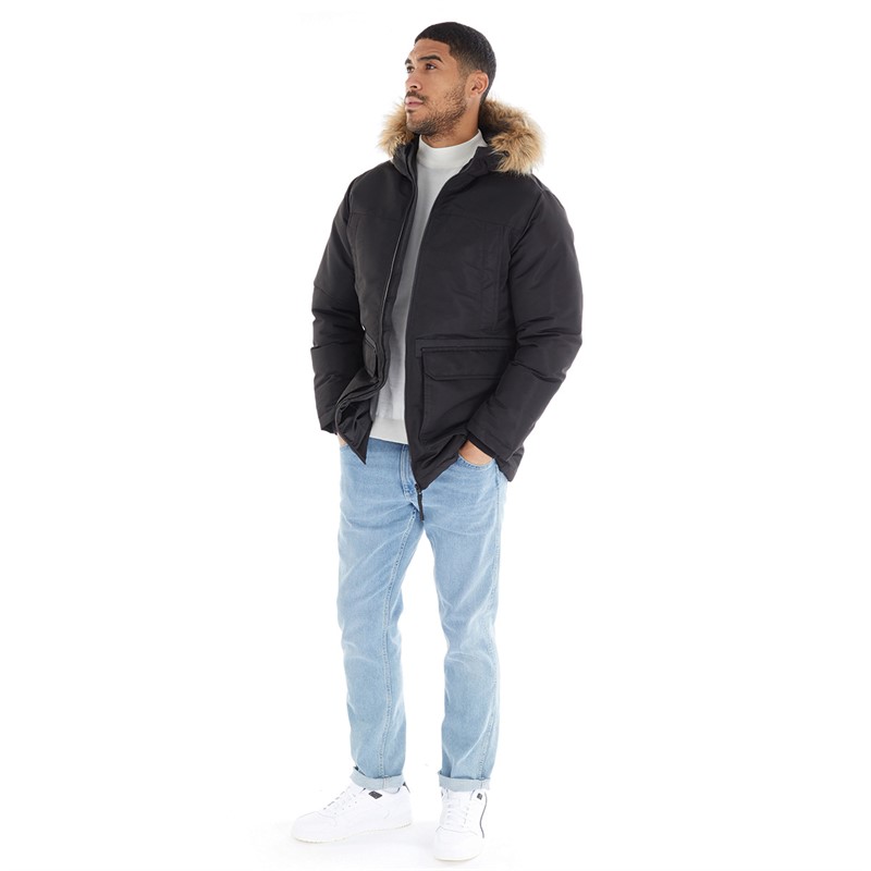 JACK & JONES Herren Flügel Parka Jacke Schwarz