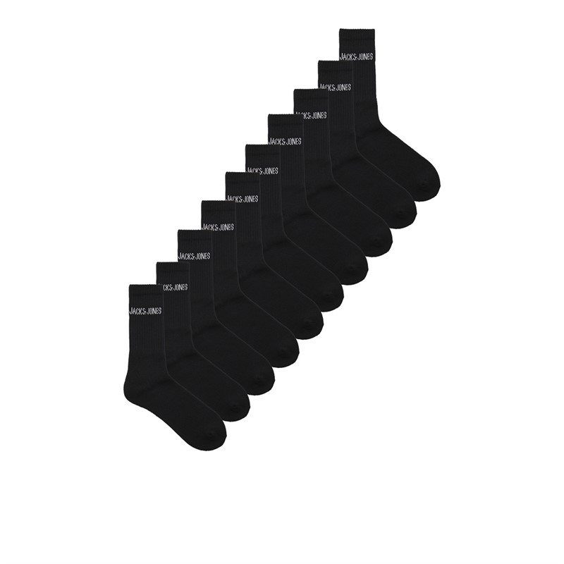 Buy JACK AND JONES Mens Ten Pack Logo Crew Socks Black