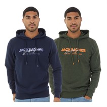 JACK AND JONES Mens Halvis Two Pack Hoodies Kombu Green/Navy Blazer