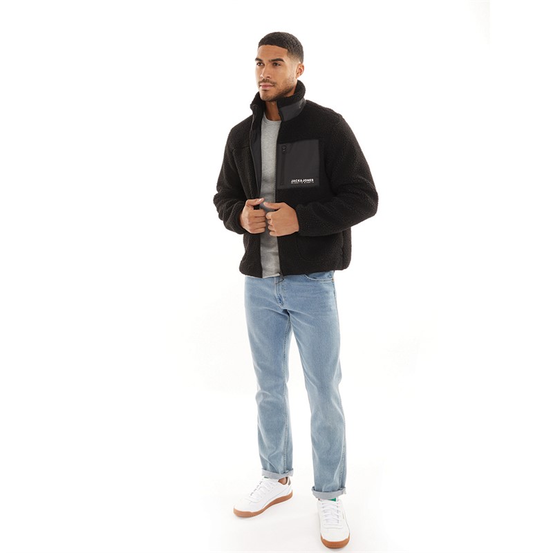 JACK AND JONES Mens Vesterbro Teddy Jacket Black