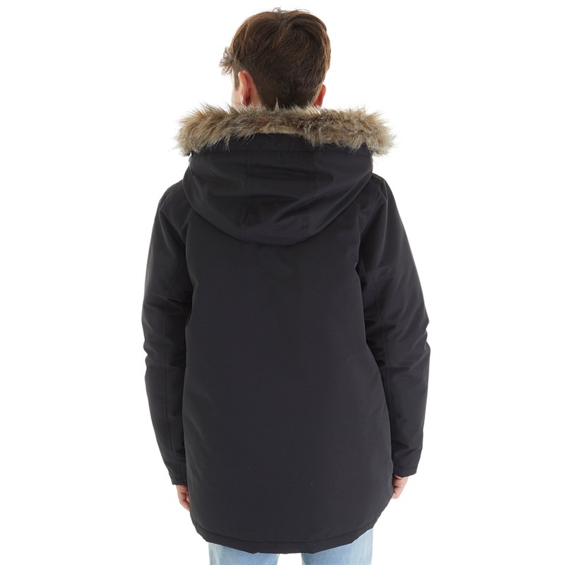 JACK & JONES Drengenes store parka med aftagelig pels Sort