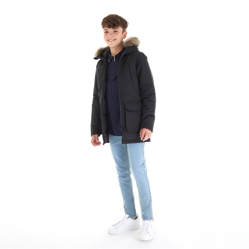 JACK & JONES Drengenes store parka med aftagelig pels Sort