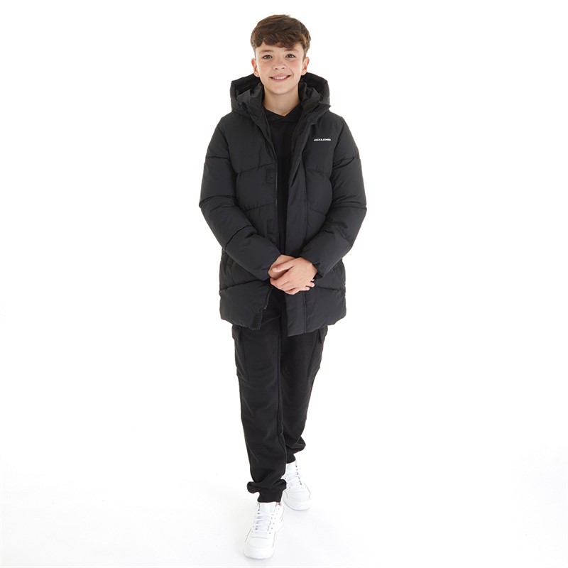 JACK & JONES Drenge Otis Lang Pufferjakke Sort