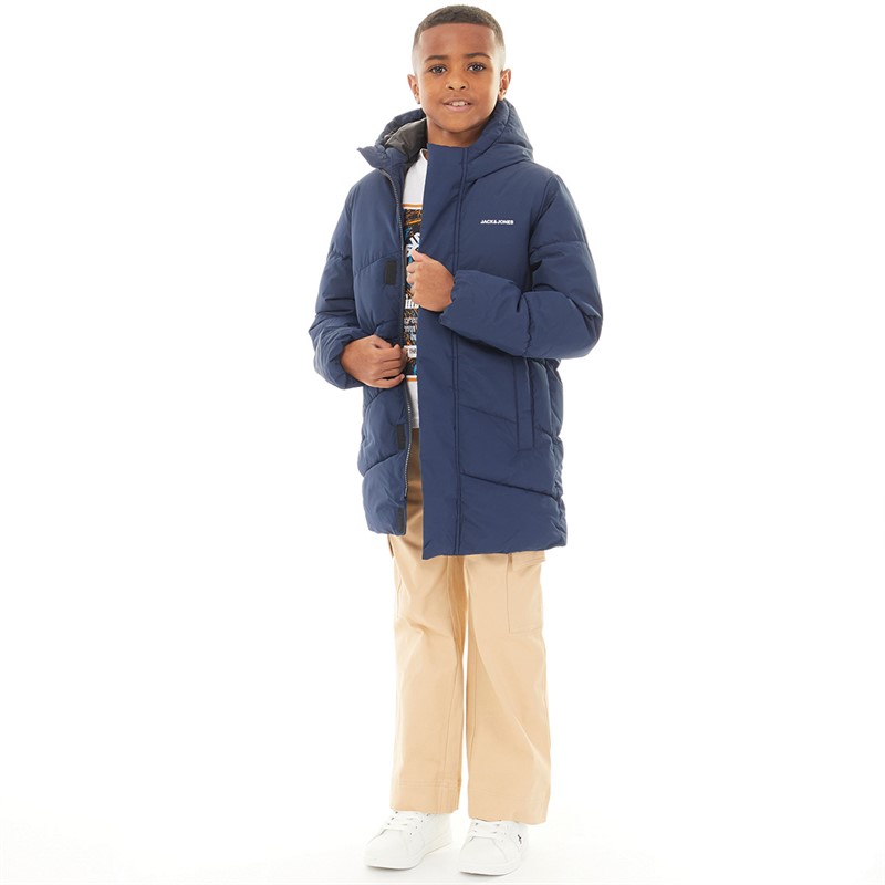 JACK & JONES Jongens Otis Lange Pufferjas Navy Blazer