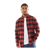 JACK AND JONES Mens Joshua Fall Buffalo Long Sleeve Check Shirt Brick Red