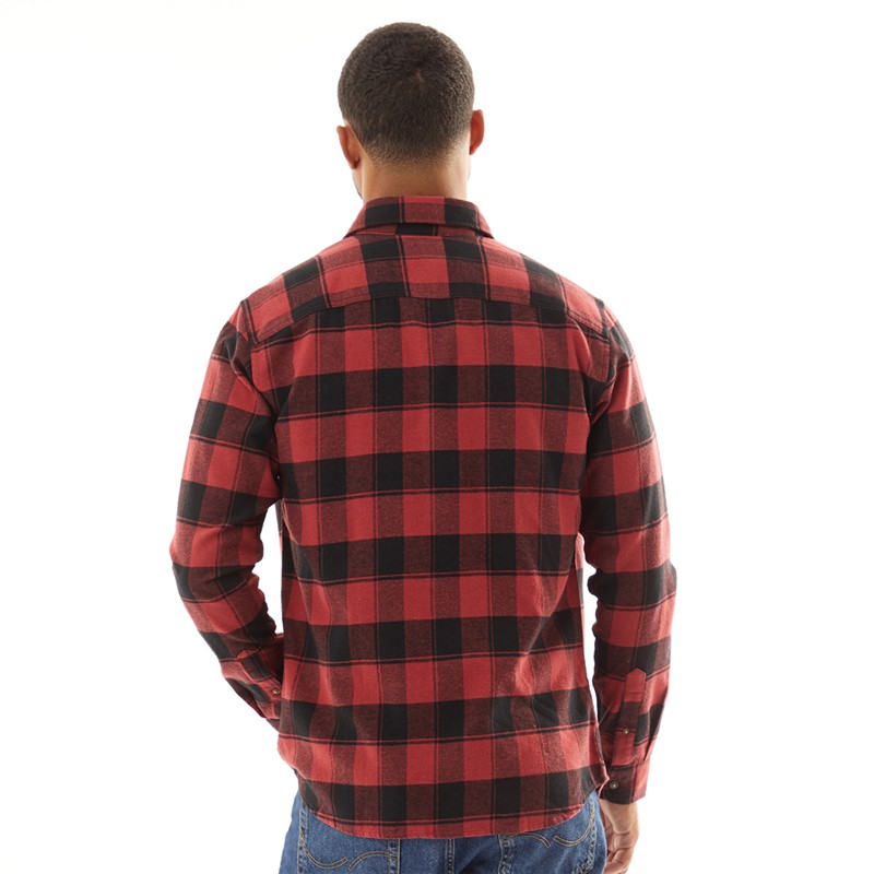 JACK & JONES Mens Joshua Fall Buffalo Long Sleeve Check Shirt Brick Red