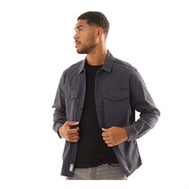 JACK AND JONES Mens Dave Stretch Overshirt Navy Blazer