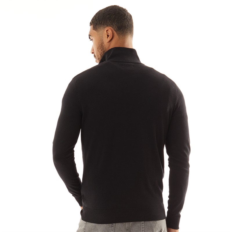 JACK & JONES Pullover Homme Emil Tricot 1/2 Fermeture ÉClair Noir