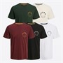 JACK & JONES 5er-Pack T-Shirts Herren Warrior Schwarz/Weiß/Mountain View/Port Royale/Moonbeam