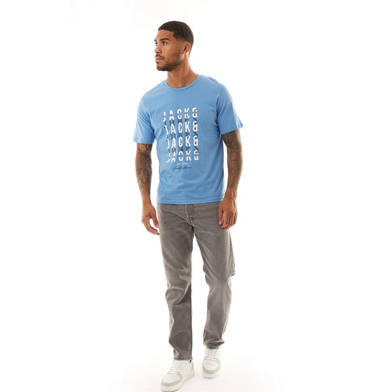 JACK AND JONES Mens Delvin T-Shirt Pacific Coast