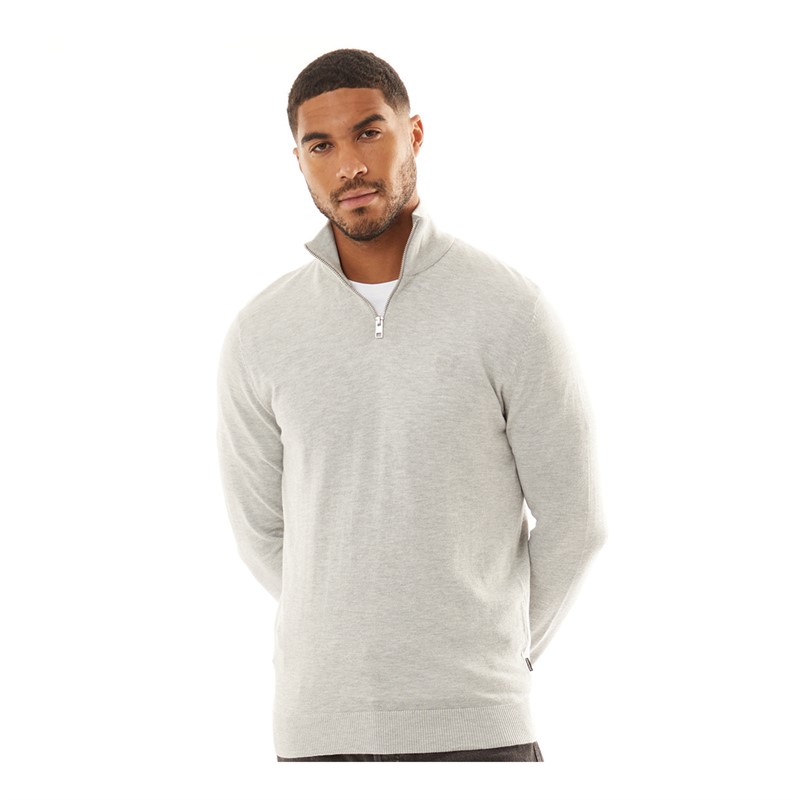 JACK AND JONES Emil sweterek z 1/2 zamkiem błyskawicznym dla niego kolor jasnoszary