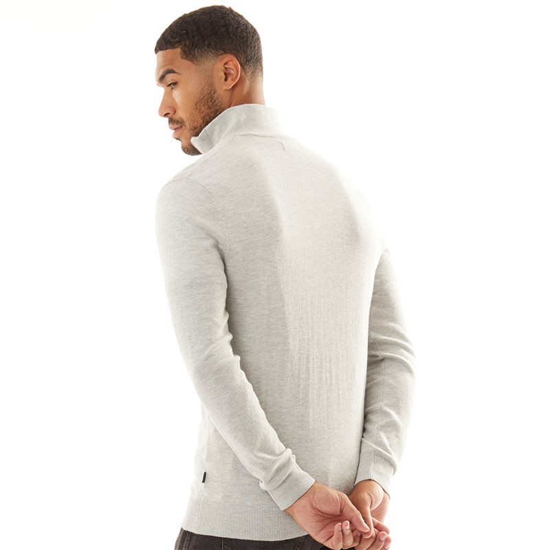 JACK AND JONES Emil sweterek z 1/2 zamkiem błyskawicznym dla niego kolor jasnoszary