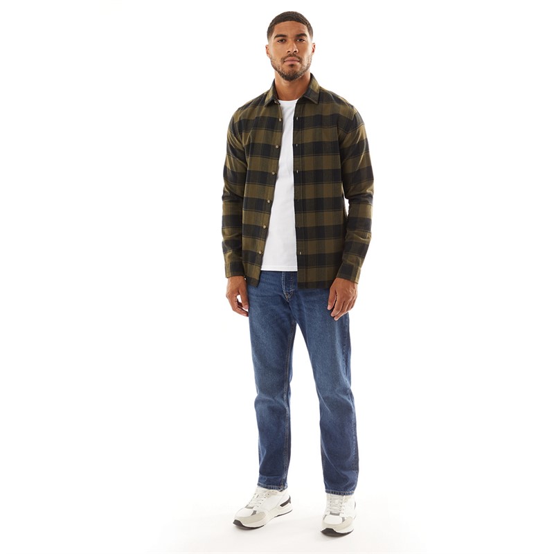 JACK & JONES Mens Joshua Fall Buffalo Long Sleeve Check Shirt Forest Night