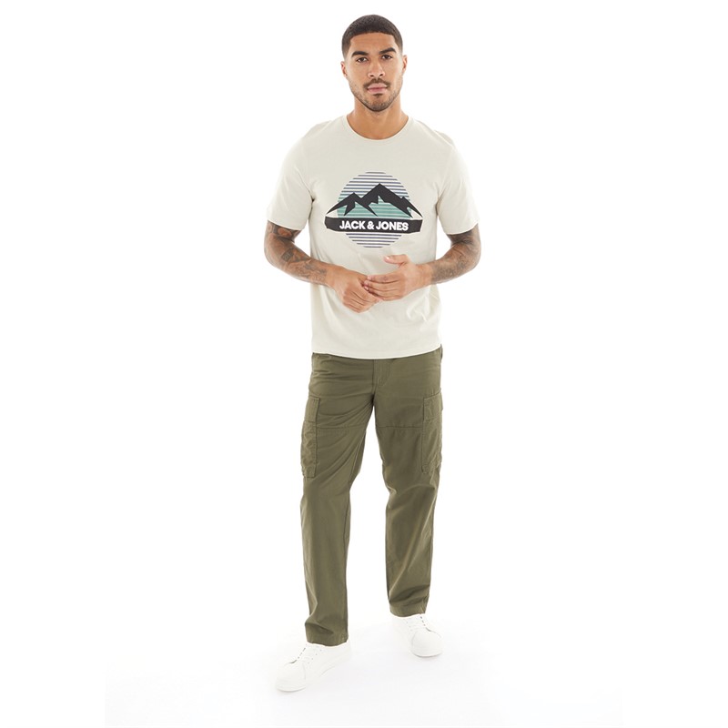 JACK AND JONES Mens Karl Evans Wider Fit Cargo Pants Olive Night