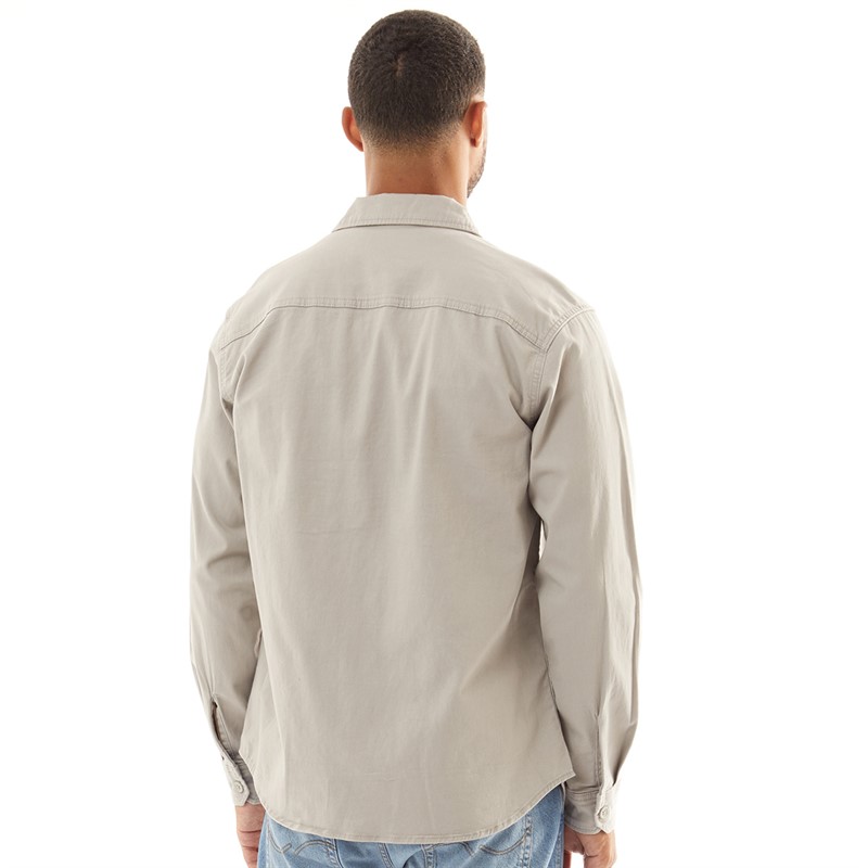 JACK AND JONES Mens Dave Stretch Overshirt Ghost Grey