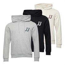 JACK & JONES Herren Jude Drei-Pack Hoodies Hellgrau Melange/Schwarz/Mondlicht
