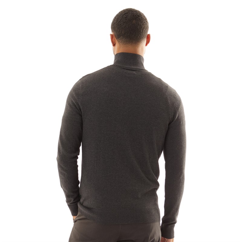 JACK AND JONES Pullover Homme Emil Knit 1/2 Zip Gris Foncé Mel