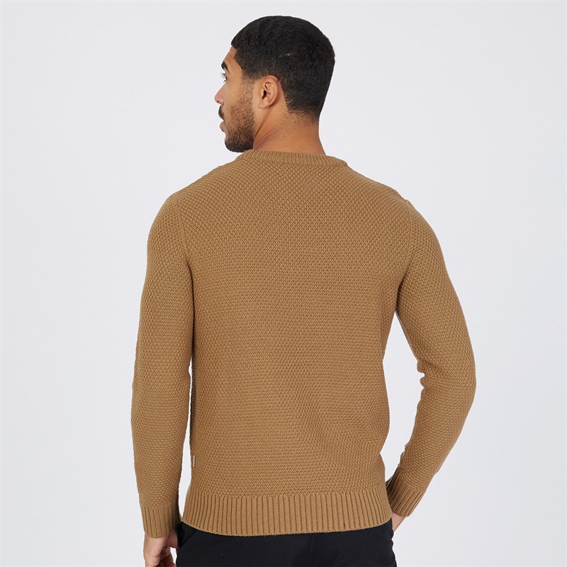 JACK AND JONES Mens Caden Cable Knit Jumper Otter